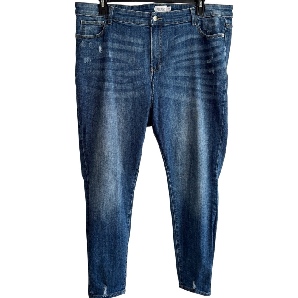 TRUE CRAFT Jeans Womens Plus Size 20W High Rise Skinny Distressed Stretch Denim